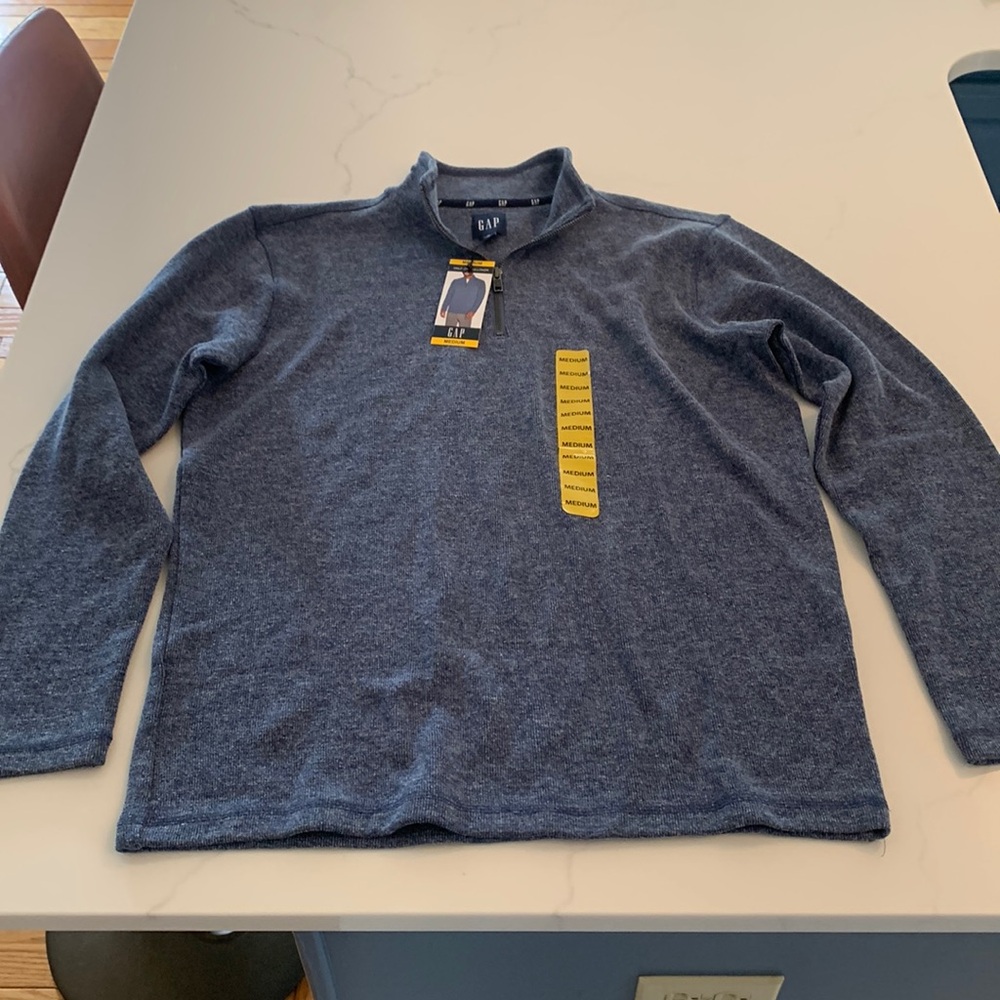 Gap men’s medium blue 1/4 zip sweater NWT